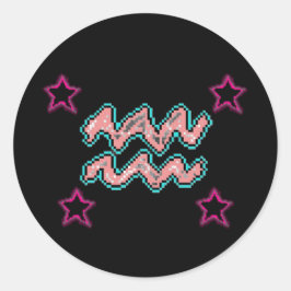 Pegatina Redonda AQUARIUS Stars