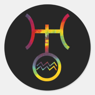 Pegatina Redonda Aquarius Uranus Planeta Symbol Fiesta de tinte