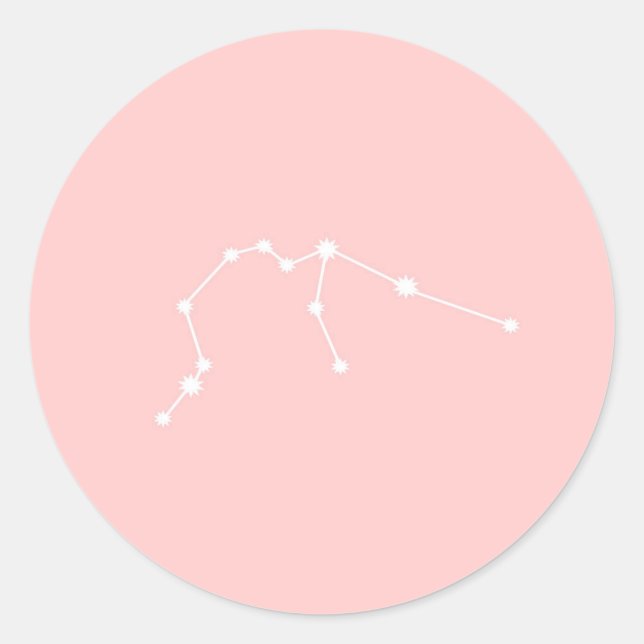 Pegatina Redonda Aquarius Zodiac Constellation Pink moderno (Anverso)