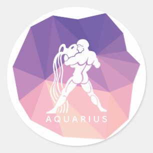 Pegatina Redonda Aquarius zodiac signo 3d pegatina.