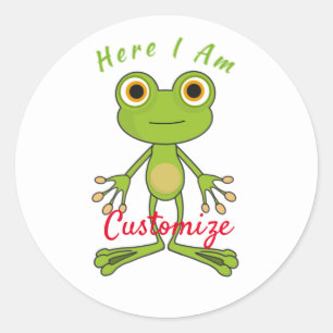 Pegatina Redonda Aquí estoy la rana linda Thunder_Cove