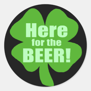 Pegatina Redonda Aquí Para La Cerveza