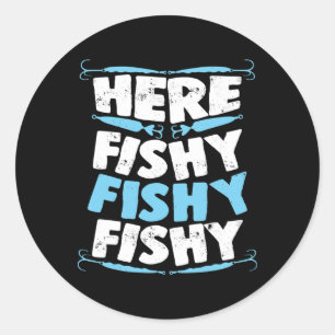 Pegatina Redonda Aquí Peces Peces Peces Camiseta Hombres Mujeres Ni