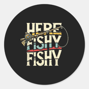 Pegatina Redonda Aquí Pesca Graciosa