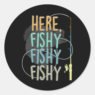 Pegatina Redonda Aquí Pescador Pescador Pescador Pescador Pescado S