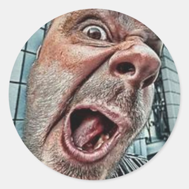 Pegatina Redonda "Aquí tienes una mirada a ti" Cara desenfadada (Anverso)