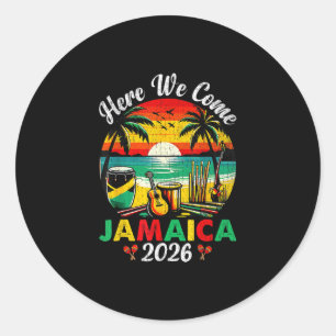 Pegatina Redonda Aquí Venimos Jamaica 2026 Viaje de Chicas Familia 