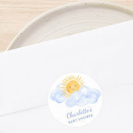 Pegatina Redonda Aquí viene el Baby Shower del hijo