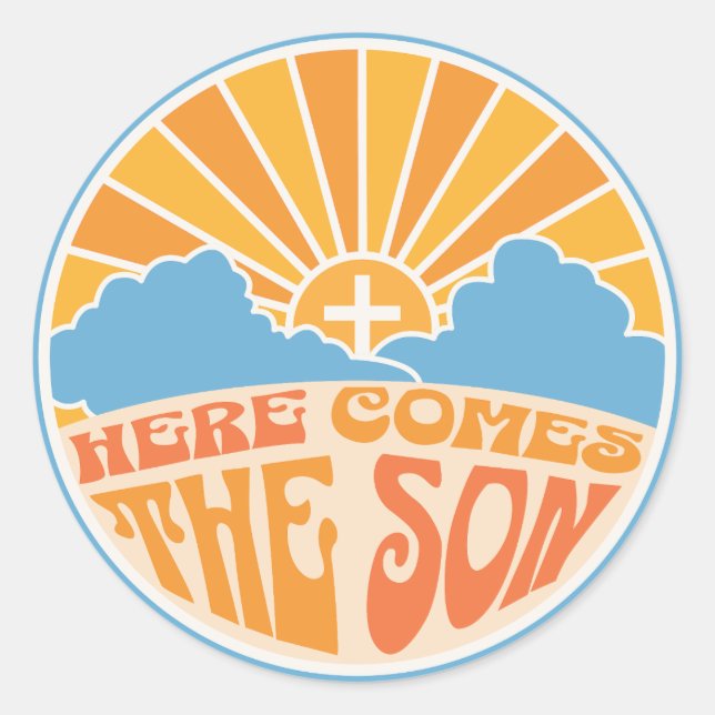 Pegatina Redonda Aquí Viene El Hijo De Dios (Jesús) (Anverso)