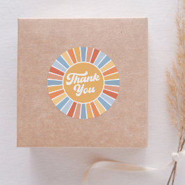 Pegatina Redonda Aquí viene el hijo retro Sunshine Boy Baby Shower