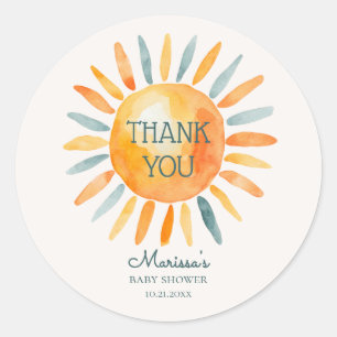 Pegatina Redonda Aquí viene el niño bebé ducha