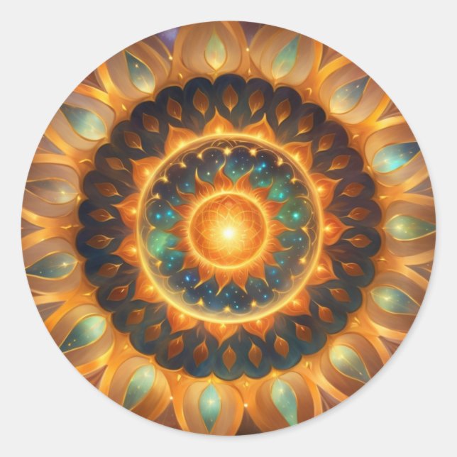 Pegatina Redonda Aquí viene el sol (Anverso)