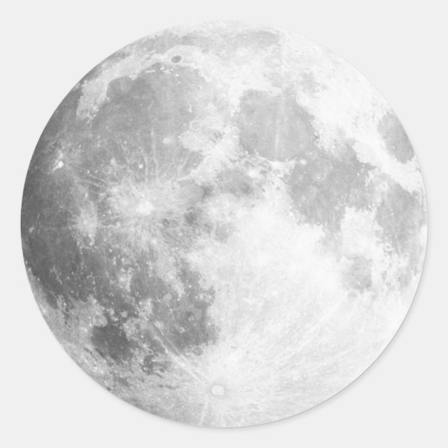 Pegatina Redonda Aquí viene la luna / Pegatinas de luna llena (Anverso)