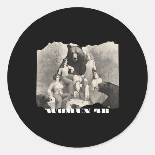 Pegatina Redonda Ar: Mujeres Por Osos 4b Movimiento Empoderamiento 