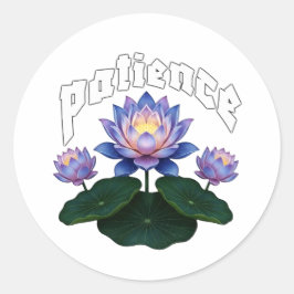 Pegatina Redonda Arabic Calligraphy Sabr Patience - Zen Lotus Flowe