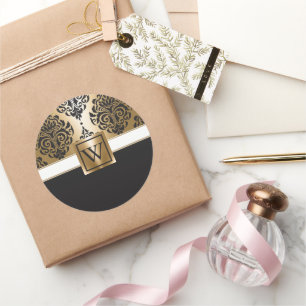 Pegatina Redonda Arábigos negros y dorados