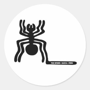 Pegatina Redonda araña antiguo ídolo símbolo geoglífico petroglifo 