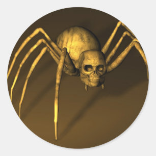 Pegatina Redonda Araña Cráneo