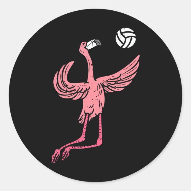 Pegatina Redonda Araña del jugador de voleibol de Flamingo (Anverso)