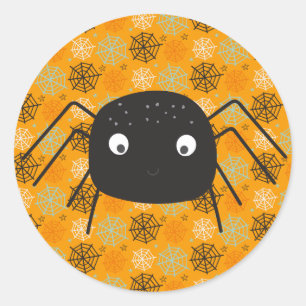Pegatina Redonda Araña naranja de calabaza suave gracias al redondo