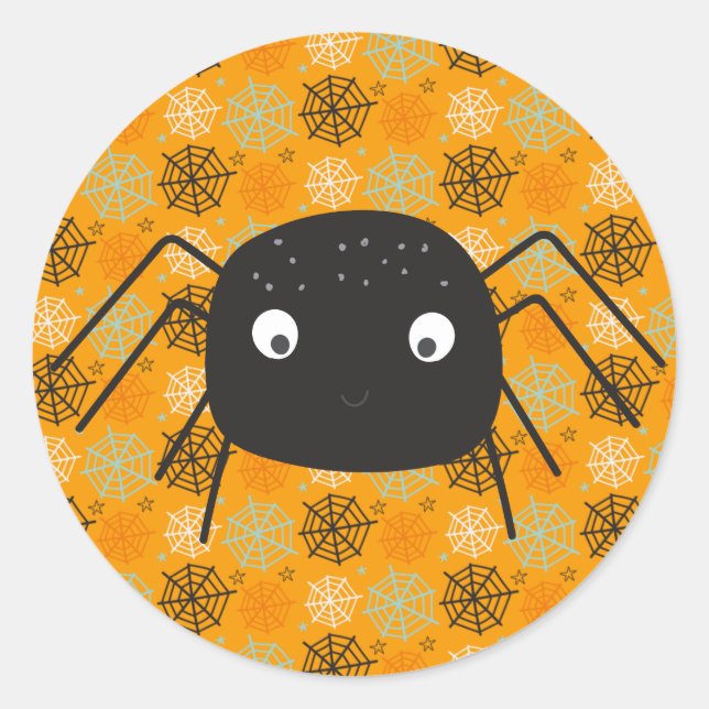 Pegatina Redonda Araña naranja de calabaza suave gracias al redondo (Anverso)