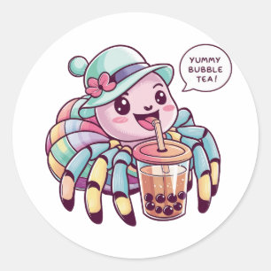 Pegatina Redonda Araña Personalizado Adorable: Cosmosa, Kawaii Vibe
