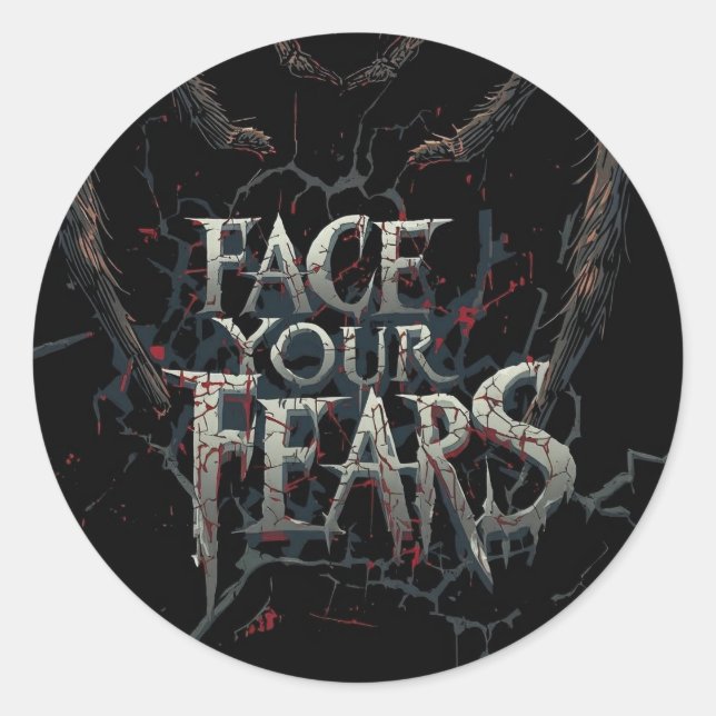 Pegatina Redonda Araña pesada - Ilustracion de horror oscuro (Anverso)