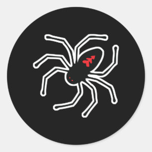 Pegatina Redonda araña viuda negra