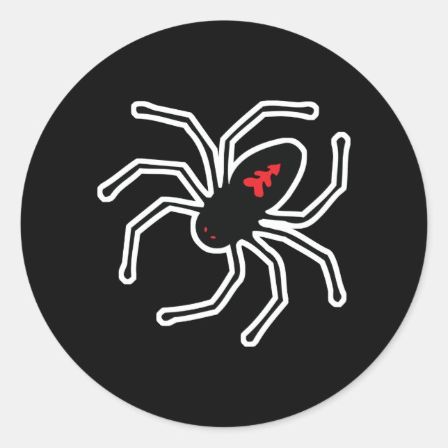 Pegatina Redonda araña viuda negra (Anverso)