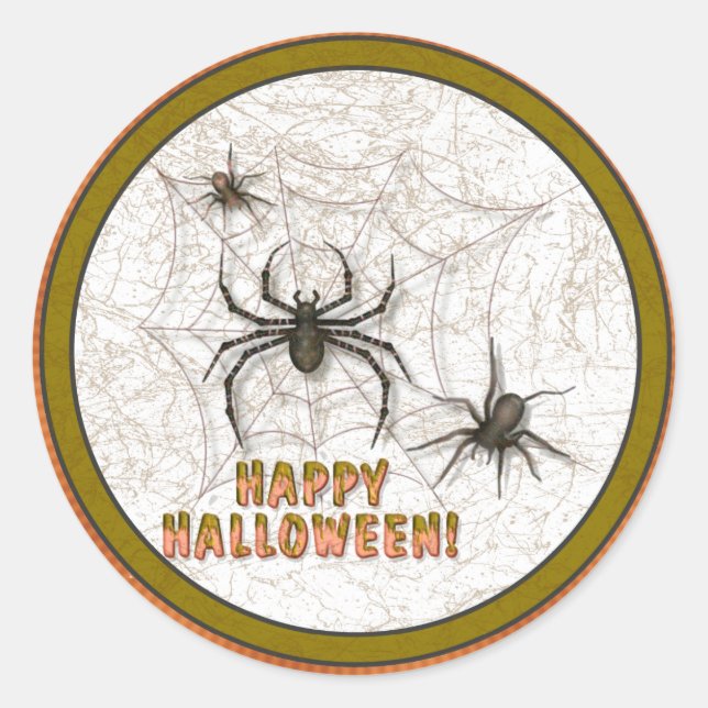 Pegatina Redonda Arañas de Halloween (Anverso)