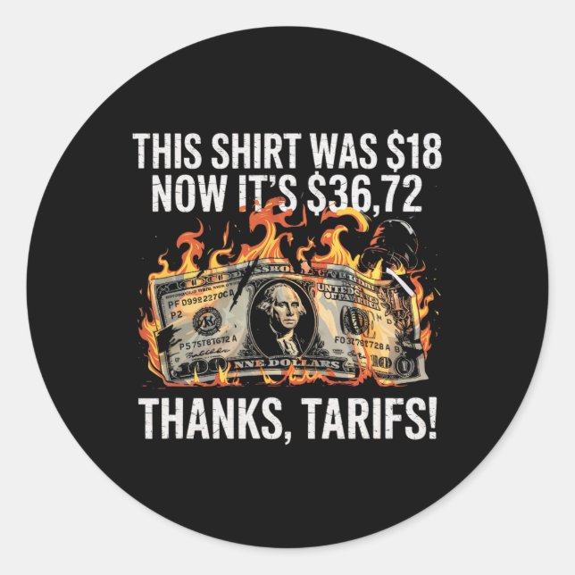 Pegatina Redonda ¡Arancelado! Trump Meme Tee de China - 104% Gracio (Anverso)