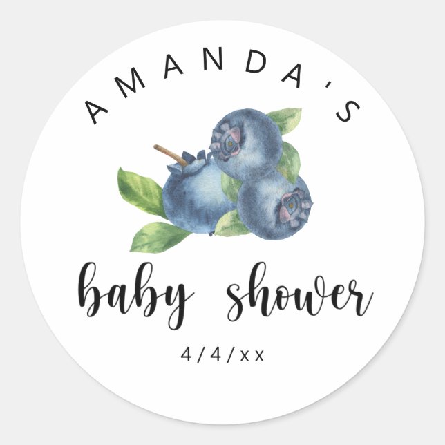Pegatina Redonda Arándanos - Shower de bebé (Anverso)