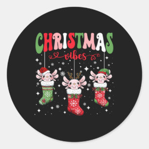 Pegatina Redonda Araquitismo lindo en Socks Navidad enciende Cristo