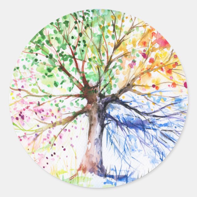 Pegatina Redonda Árbol (Anverso)