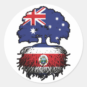 Pegatina Redonda Árbol australiano costarricense