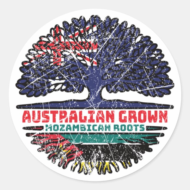 Pegatina Redonda Árbol australiano de Mozambique (Anverso)