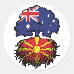 Pegatina Redonda Árbol australiano macedonio de Australia