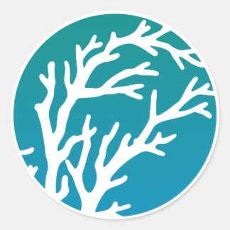 Pegatina Redonda Árbol azul de las ruedas de crema