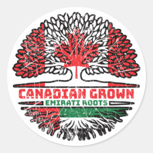 Pegatina Redonda Árbol canadiense de Emiratos Árabes Unidos