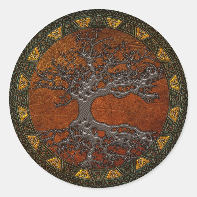 Pegatina Redonda Árbol celta de la vida (Anverso)