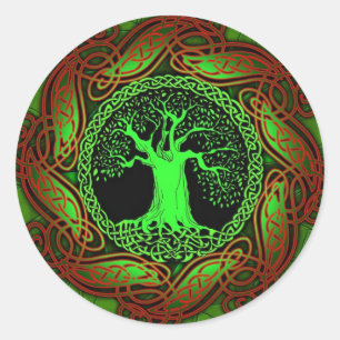 Pegatina Redonda Árbol celta (versión iluminada)