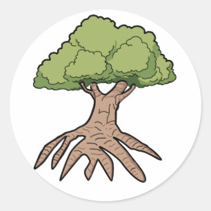Pegatina Redonda Árbol con Pegatinas de raíces largas