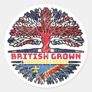 Pegatina Redonda Árbol congoleño británico del Reino Unido