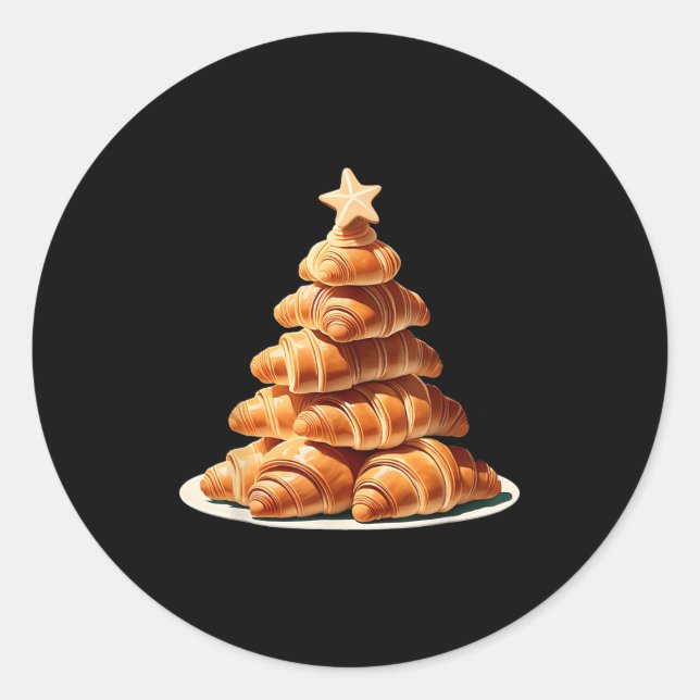 Pegatina Redonda Árbol croissant de Navidad (Anverso)