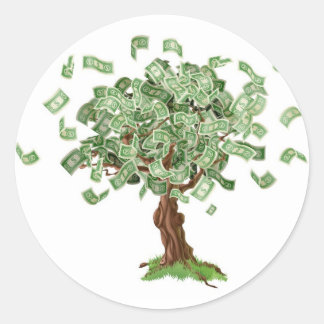 Pegatina Redonda Árbol de ahorro de dinero