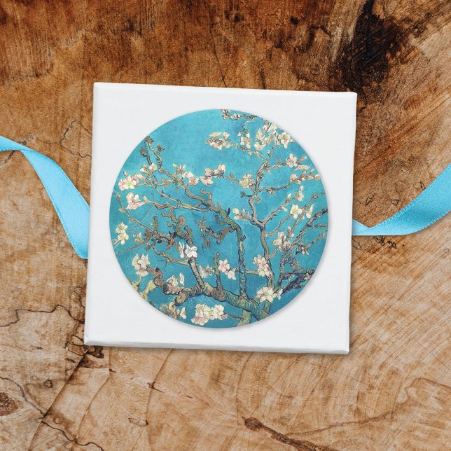 Pegatina Redonda Árbol de almendras floreciente (Subido por el creador)