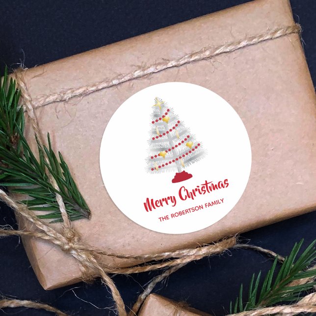 Pegatina Redonda Árbol de aluminio de Navidades modernos de mediado (Subido por el creador)