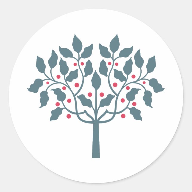 Pegatina Redonda árbol de bayas (Anverso)