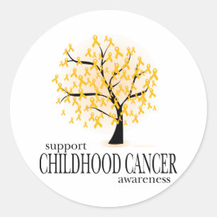 Pegatina Redonda Árbol de cáncer infantil