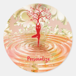 Pegatina Redonda Árbol de citas de yoga Life Zen